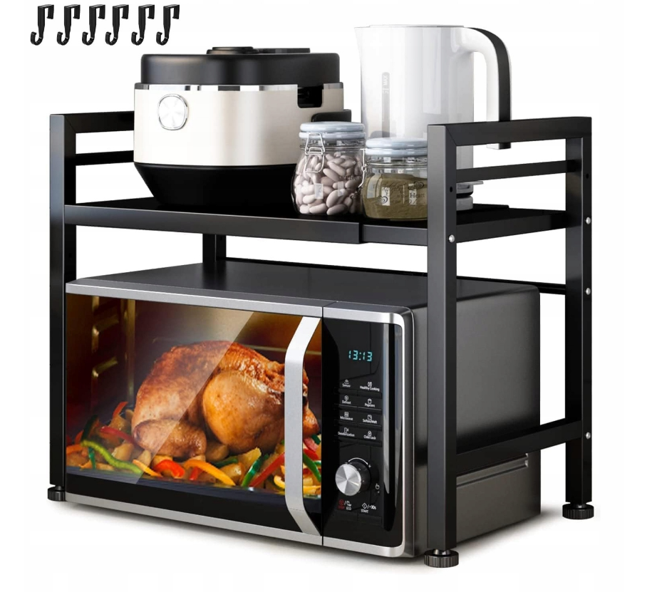 Półka Kuchenna nad Mikrofalówkę na Blat - Metalowa - Czarna 