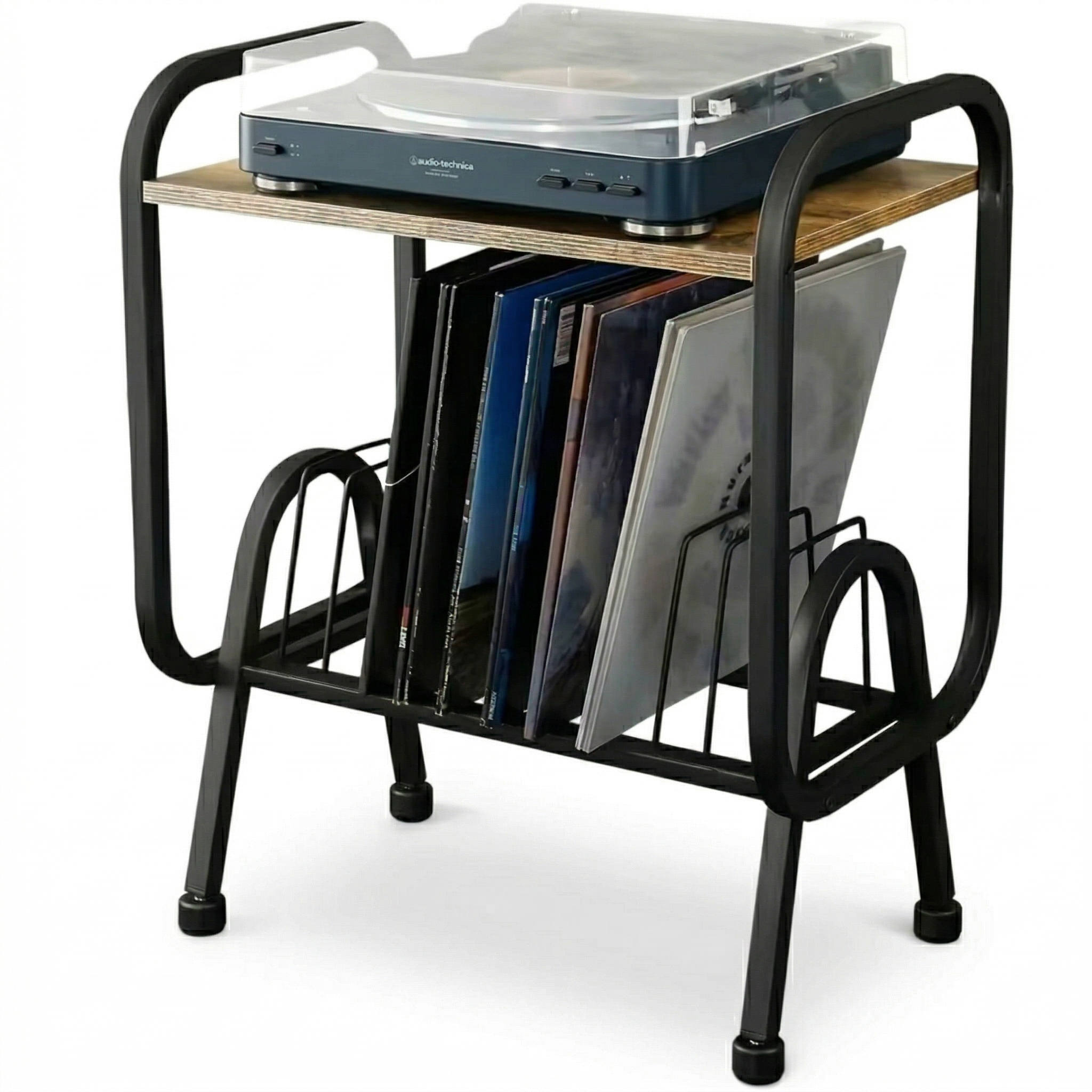 Stolik na Gramofon z Regałem na Płyty Winylowe, Książki, Gazety