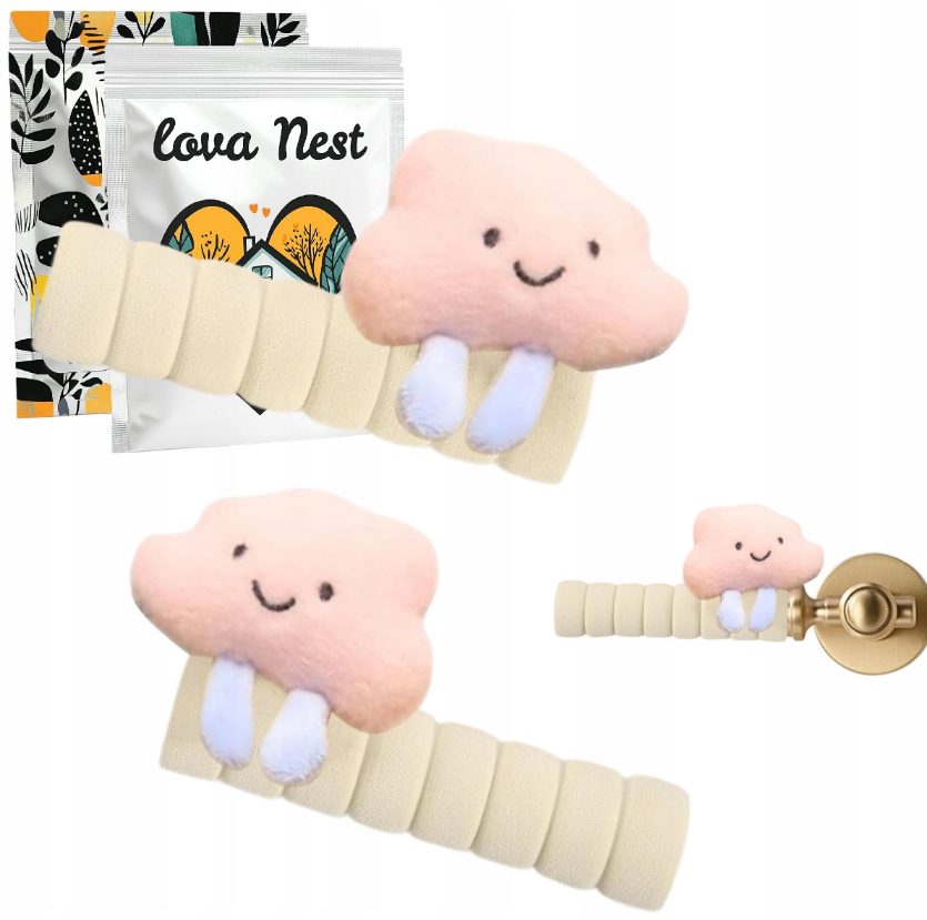 2x Zabezpieczenie na Klamkę, Odbojnik z Gąbki Lova Nest - Chmurka Różowa