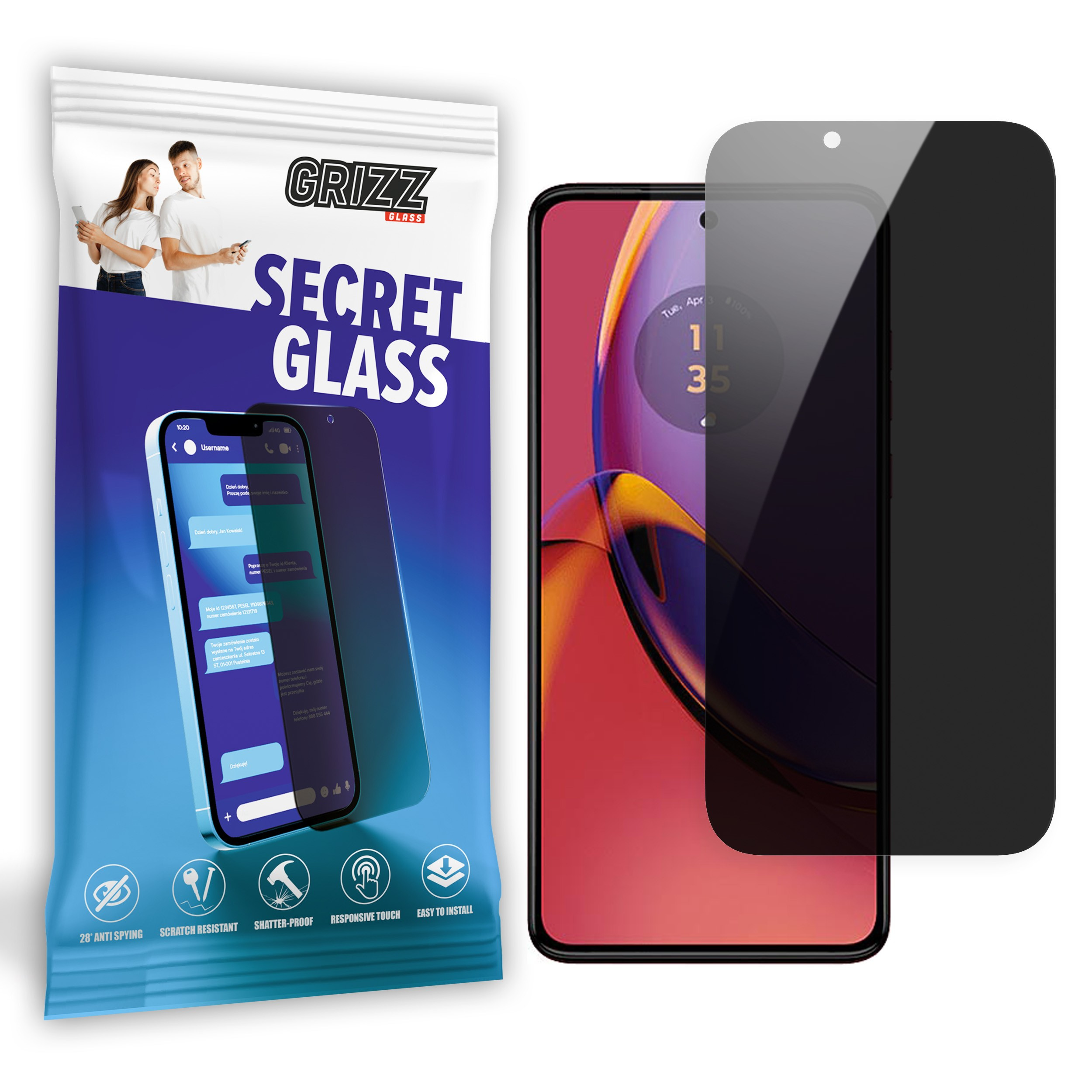 Matowe szkło prywatyzujące GrizzGlass SecretGlass do Motorola Moto G84 5G