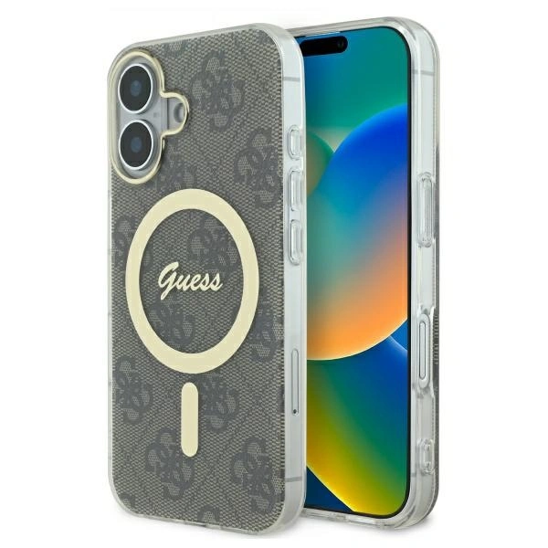 Etui Guess do Apple iPhone 16 Plus hardcase IML 4G MagSafe brązowy