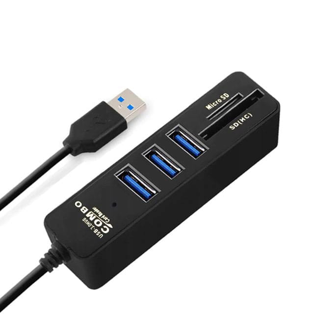 HUB, Rozdzielacz - 3x USB + Czytnik Kart Micro USB + SD/MMC - wygodne podłączenie urządzeń