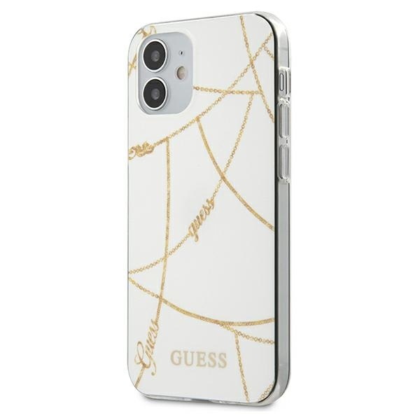 Etui Guess GUHCP12SPCUCHWH Apple iPhone 12 mini biały/white hardcase Gold Chain Collection