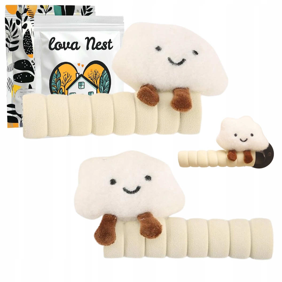 2x Zabezpieczenie na Klamkę, Odbojnik z Gąbki Lova Nest - Chmurka Biała