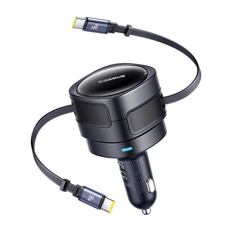 Ładowarka samochodowa Baseus Enjoyment Max — 2x USB-C 60W, obrotowa