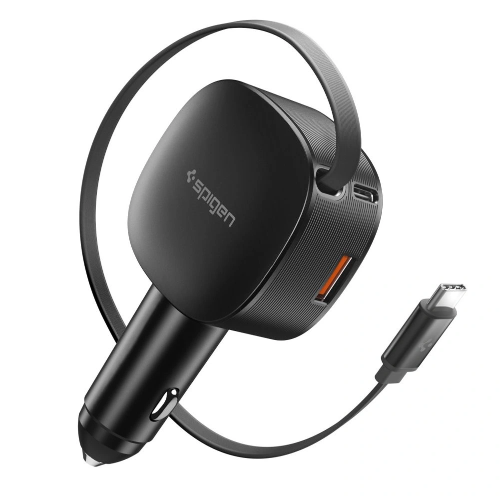 Ładowarka samochodowa Spigen EV603VT — 60W i wysuwany kabel USB‑C