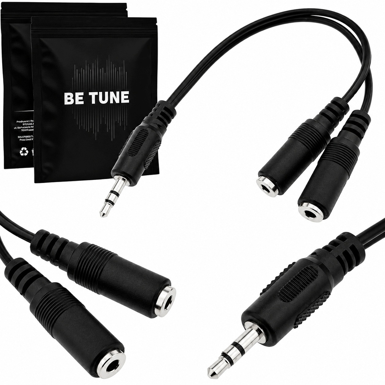 Betune® Rozdzielacz jack 3,5 mm 1 wtyk 2 gniazda