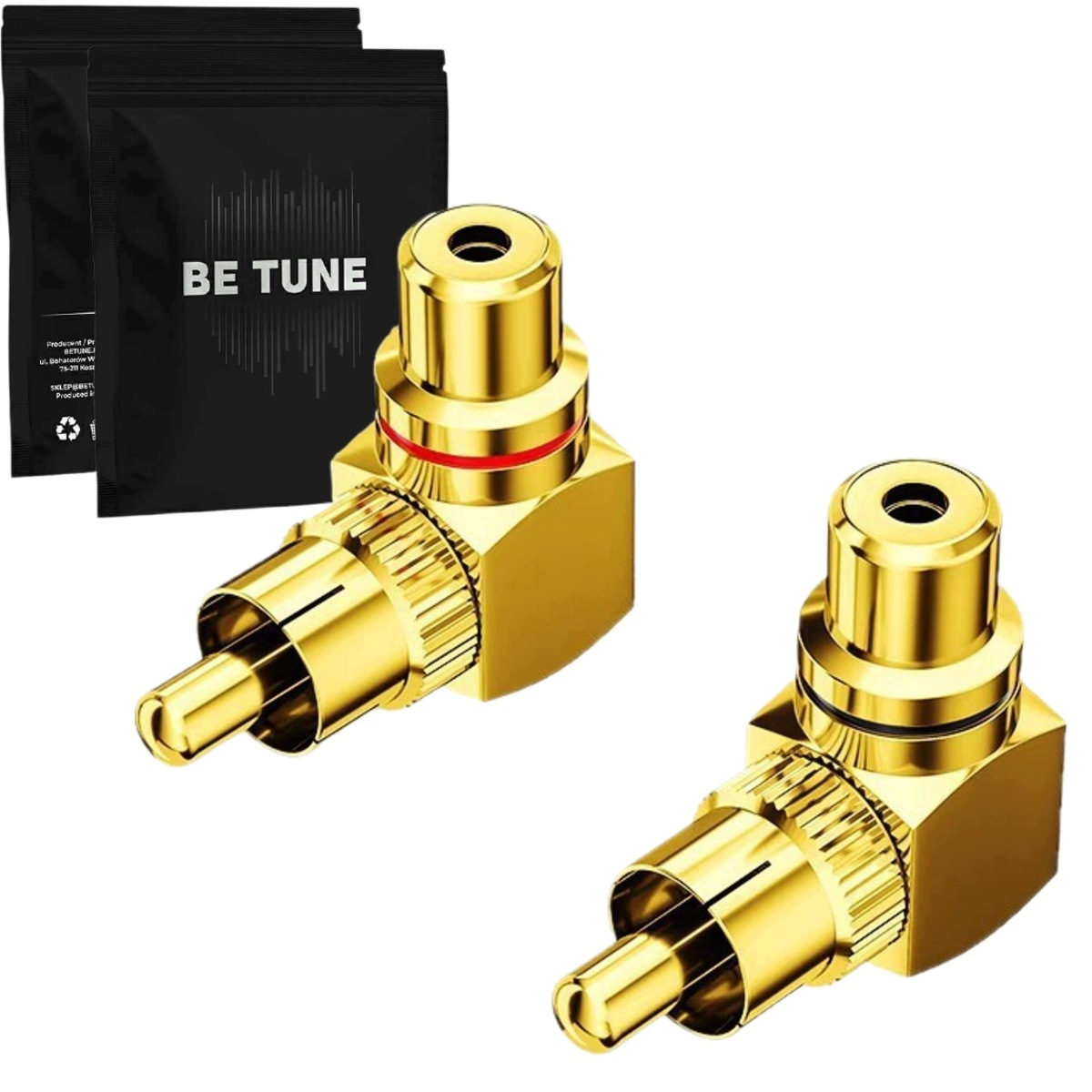 Adapter RCA CINCH kątowy 90° Betune 2 szt.