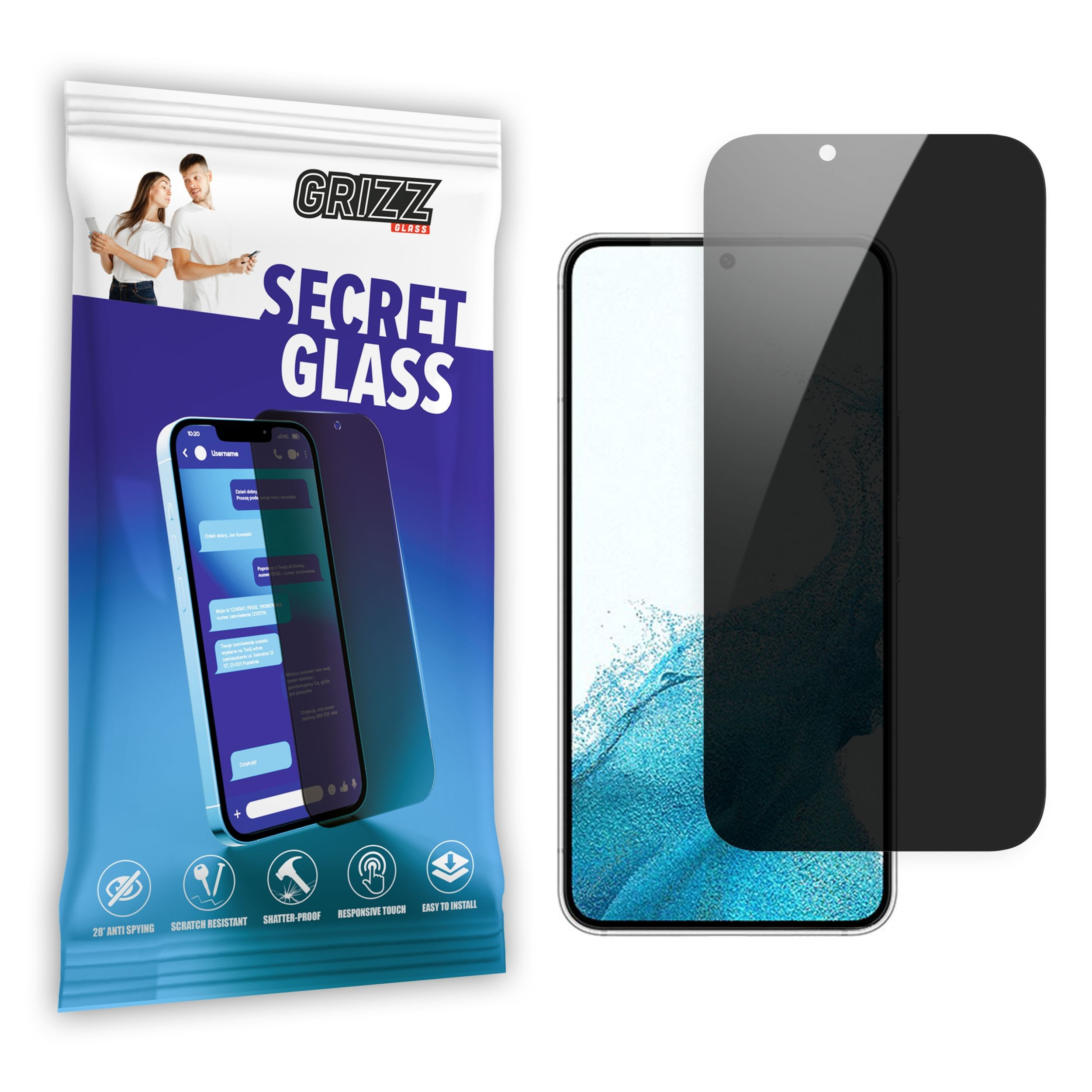 Matowe szkło prywatyzujące GrizzGlass SecretGlass do Samsung Galaxy S22