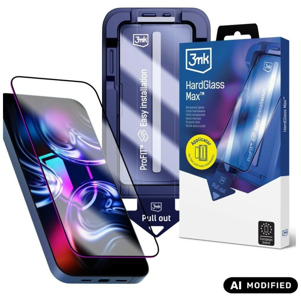 Szkło hartowane 3MK HardGlass Max z aplikatorem do Apple iPhone 15 Pro czarny