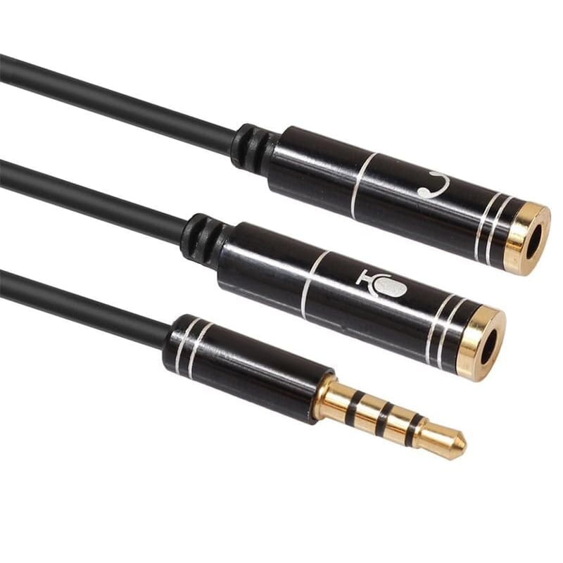 Rozdzielacz / Splitter AUX (Mini Jack 3,5 mm) — podłącz 2 pary słuchawek lub słuchawki + mikrofon