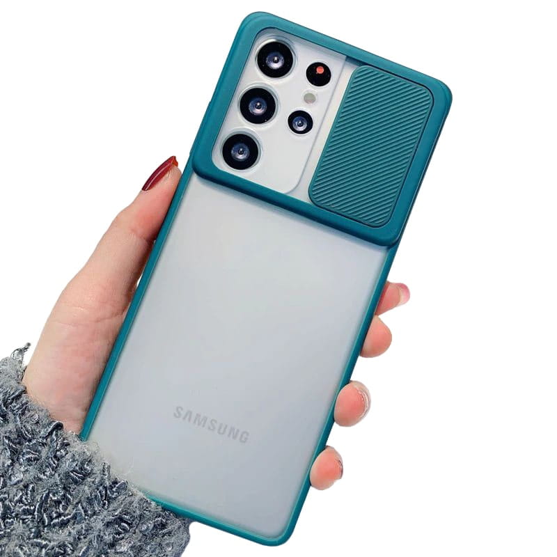 Etui Camera Cover Case - Samsung Galaxy S21 Ultra  - Ciemny Zielony