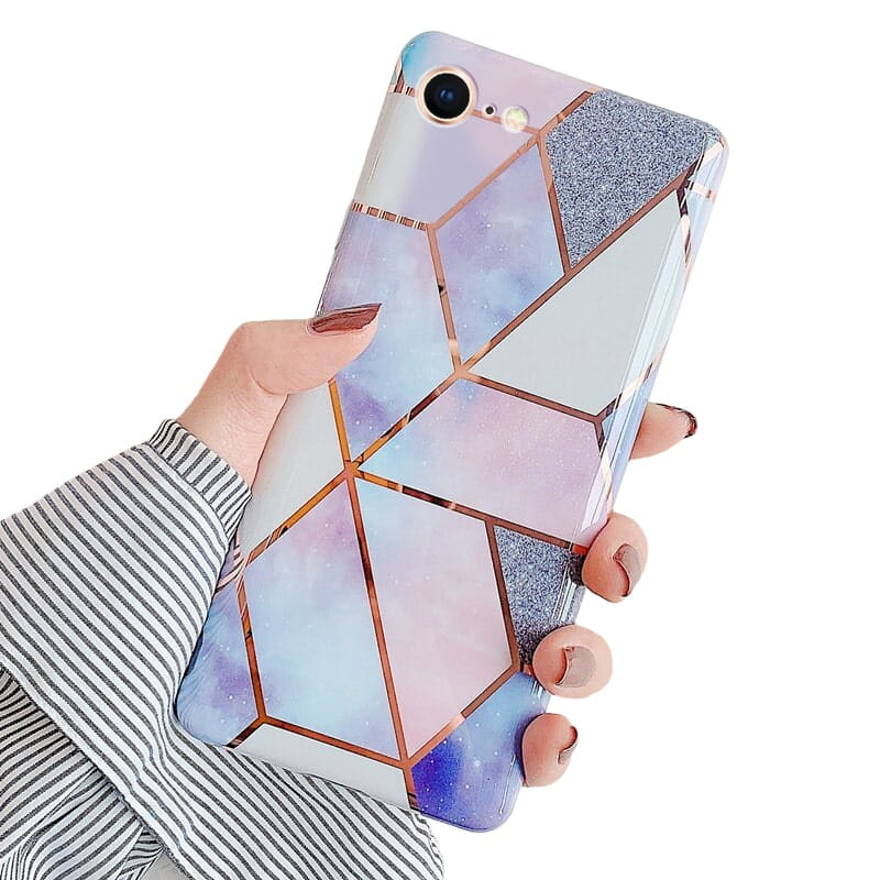 Etui Marble Gold Case - iPhone SE 2020 - Fioletowy