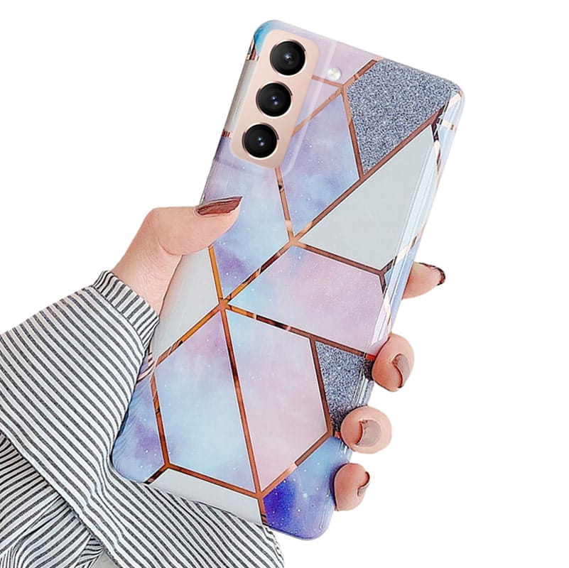 Etui Marble Gold Case - Samsung Galaxy S21 - Fioletowy