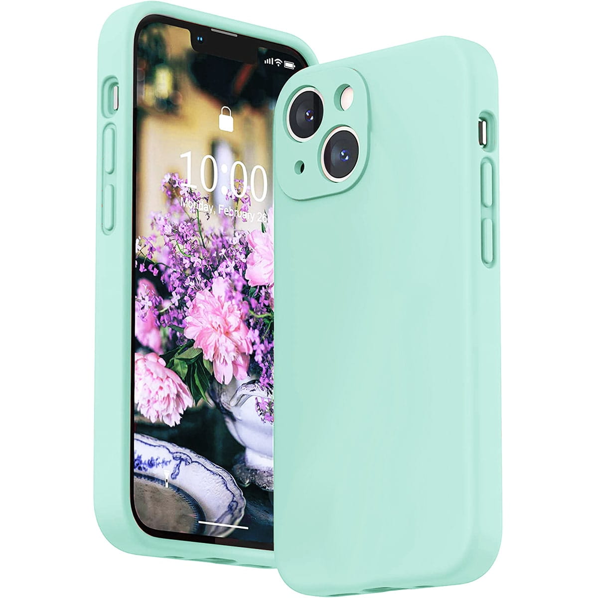 Liquid Soft Silicone — etui do iPhone 13, miętowe