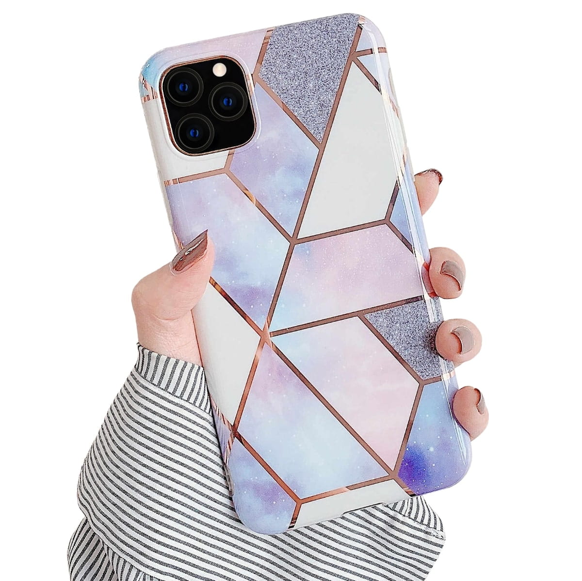 Etui Marble Gold Case - iPhone 12 Pro Max - Fioletowy