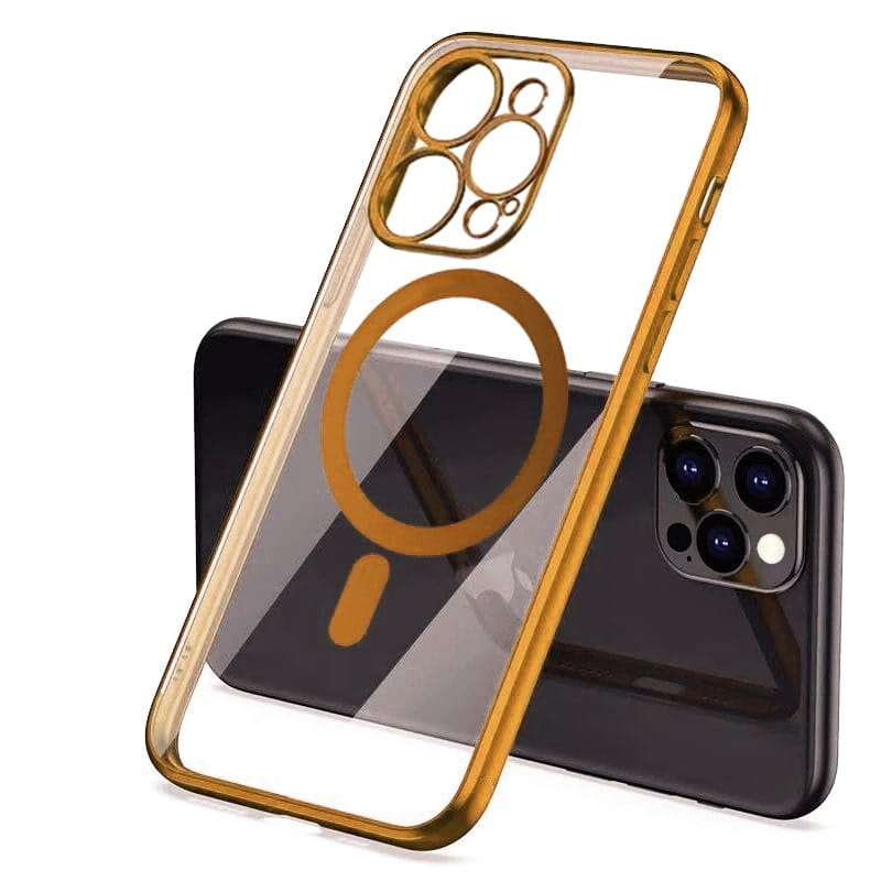 Złote etui silikonowe z MagSafe — dopasowane do iPhone 13 Pro Max