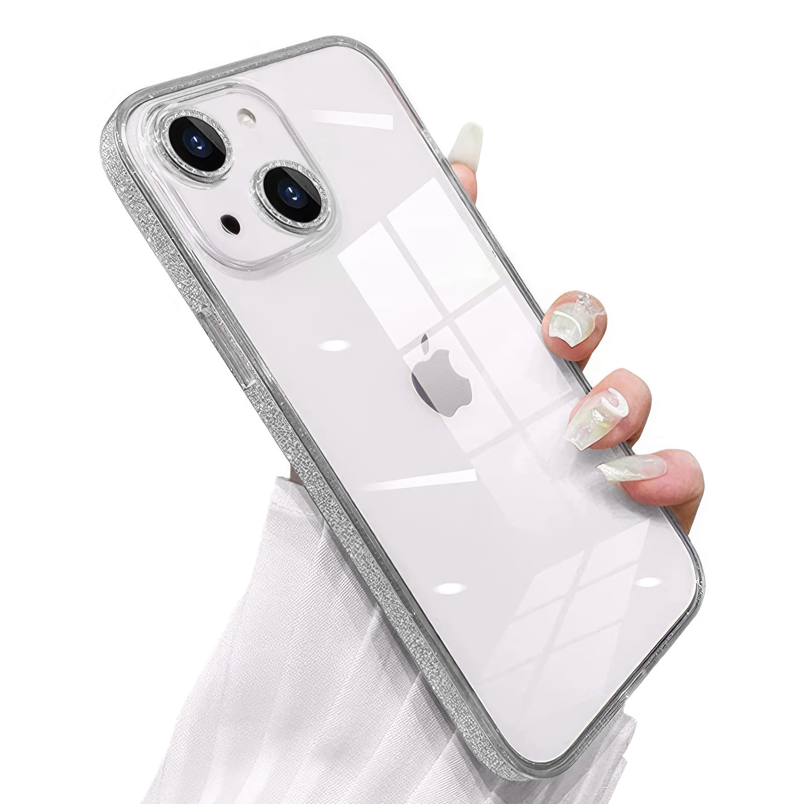 Etui Brokatowe - iPhone 14  - Srebrny