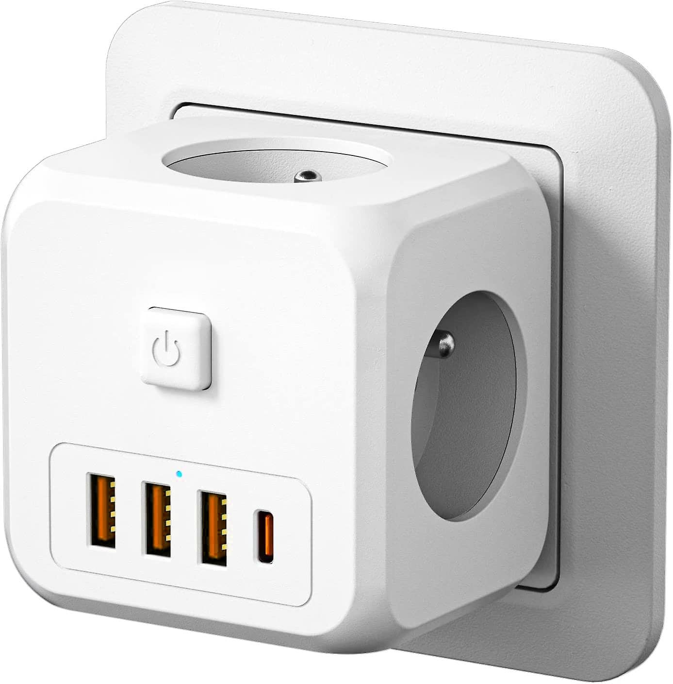 Rozdzielacz Gniazda Sieciowego Złodziejka - 7 Portów - 3 gniazda PL i 4 porty USB