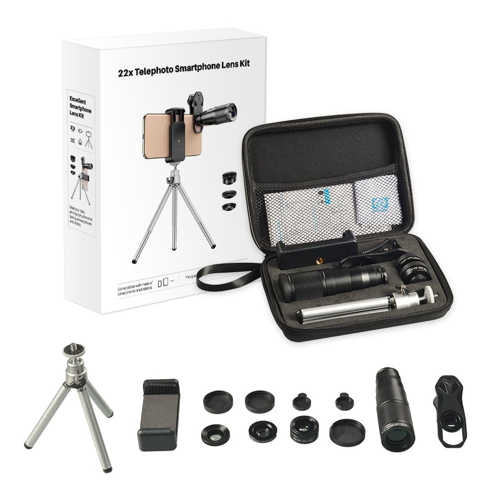 Zestaw Obiektywów 3 w 1 z Futerałem i Klipsem do Smartfona