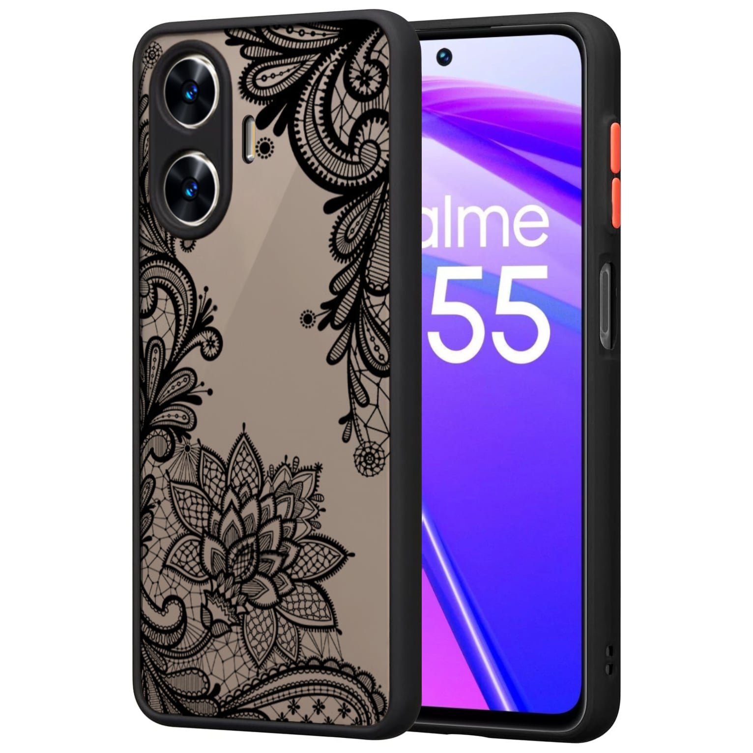 Etui w Kwiatowe, Koronkowe Ornamenty - Realme C55