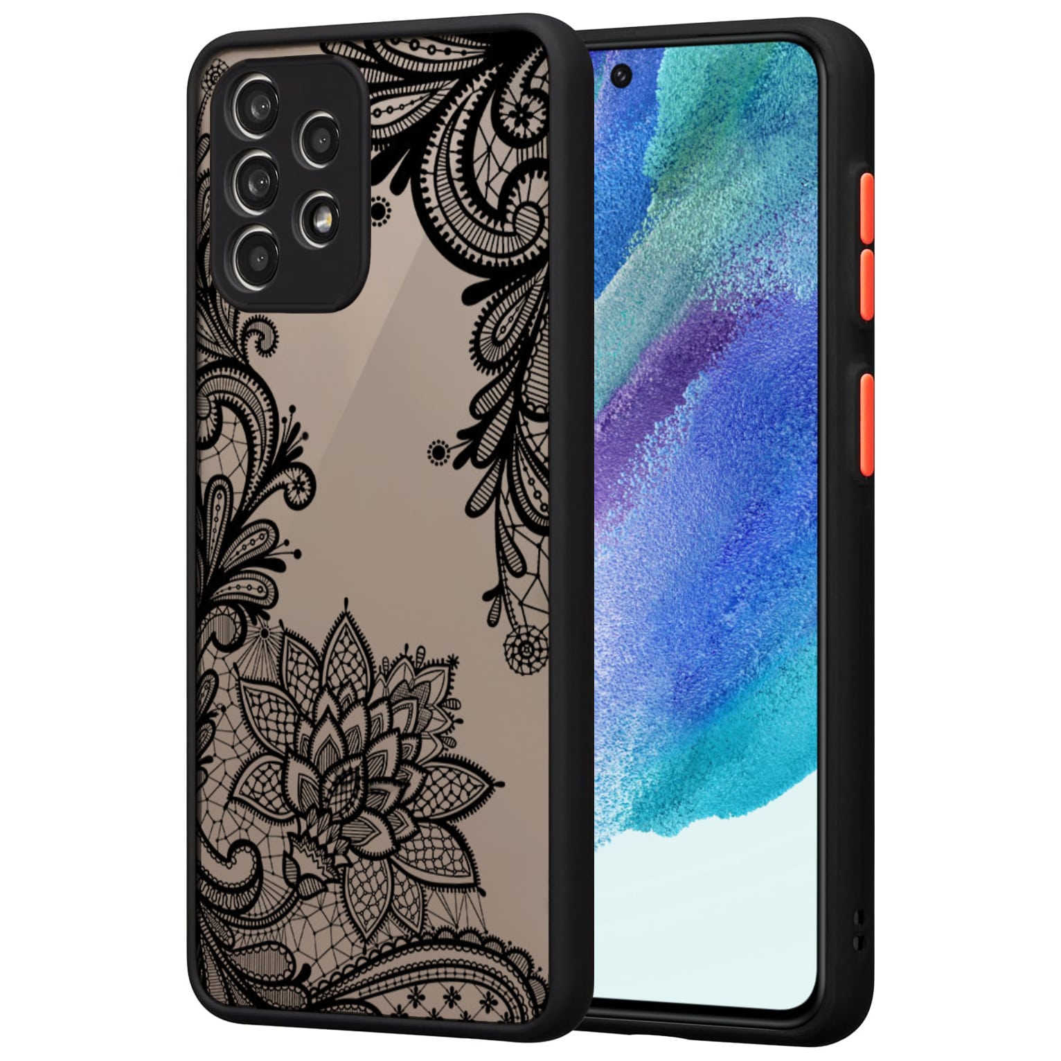 Etui w Kwiatowe, Koronkowe Ornamenty - Samsung Galaxy A33 5G
