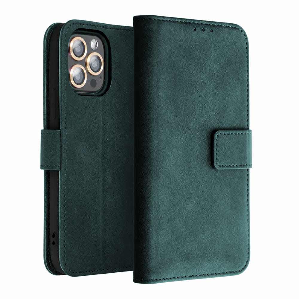 Flip Cover - Magnetyczne Etui Książkowe Smart Velvet - Apple iPhone 15 - Ciemny Zielony
