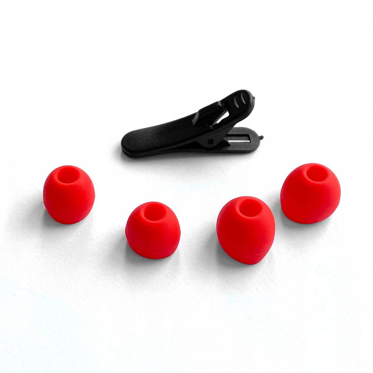Gumki Do Słuchawek 2 Komplety + Klips Czerwone