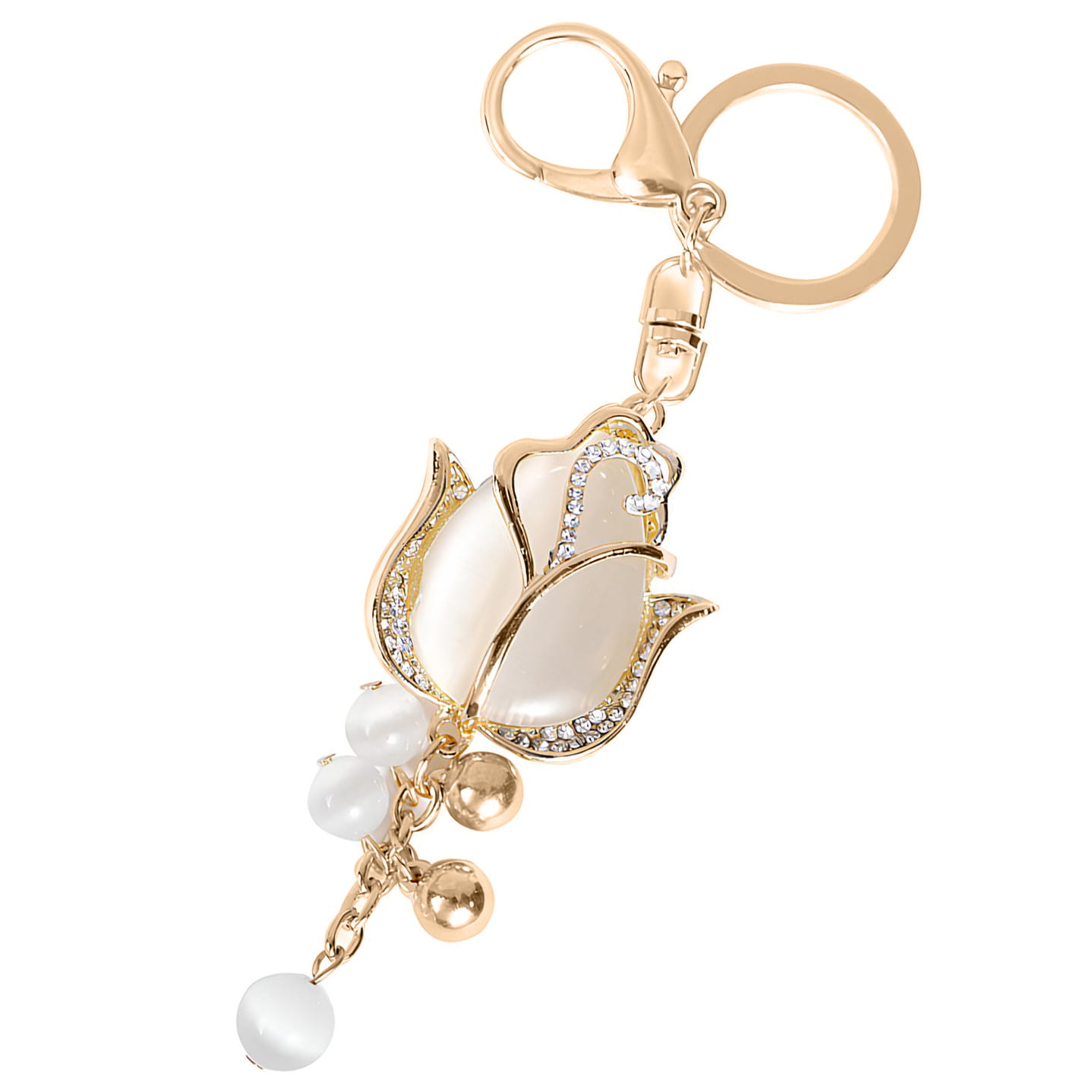 Brelok Breloczek Na Klucze Do Torebki Z Tulipanem Różą Złoto Biały