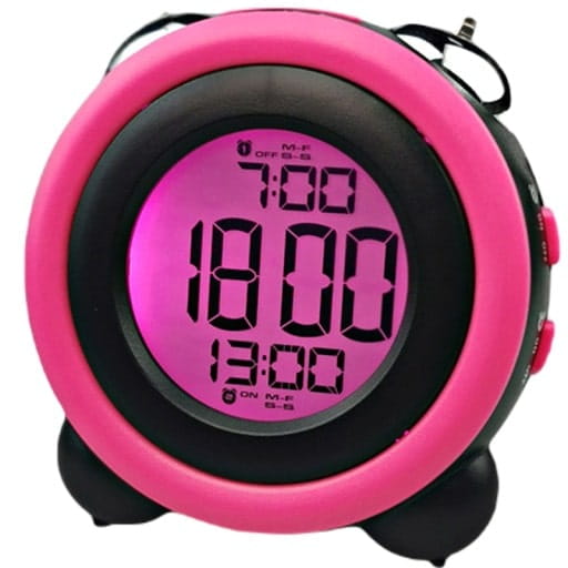 Budzik / Zegarek LCD dla Dzieci — różowo-czarny, czytelny LCD