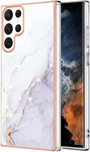  Etui Marmurowe Marble Case do Samsung Galaxy S22 Ultra - Rose Gold