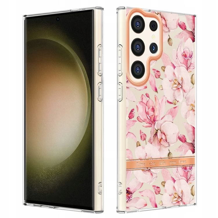 Etui Kwiatowe - Różowe - Samsung Galaxy S22 Ultra