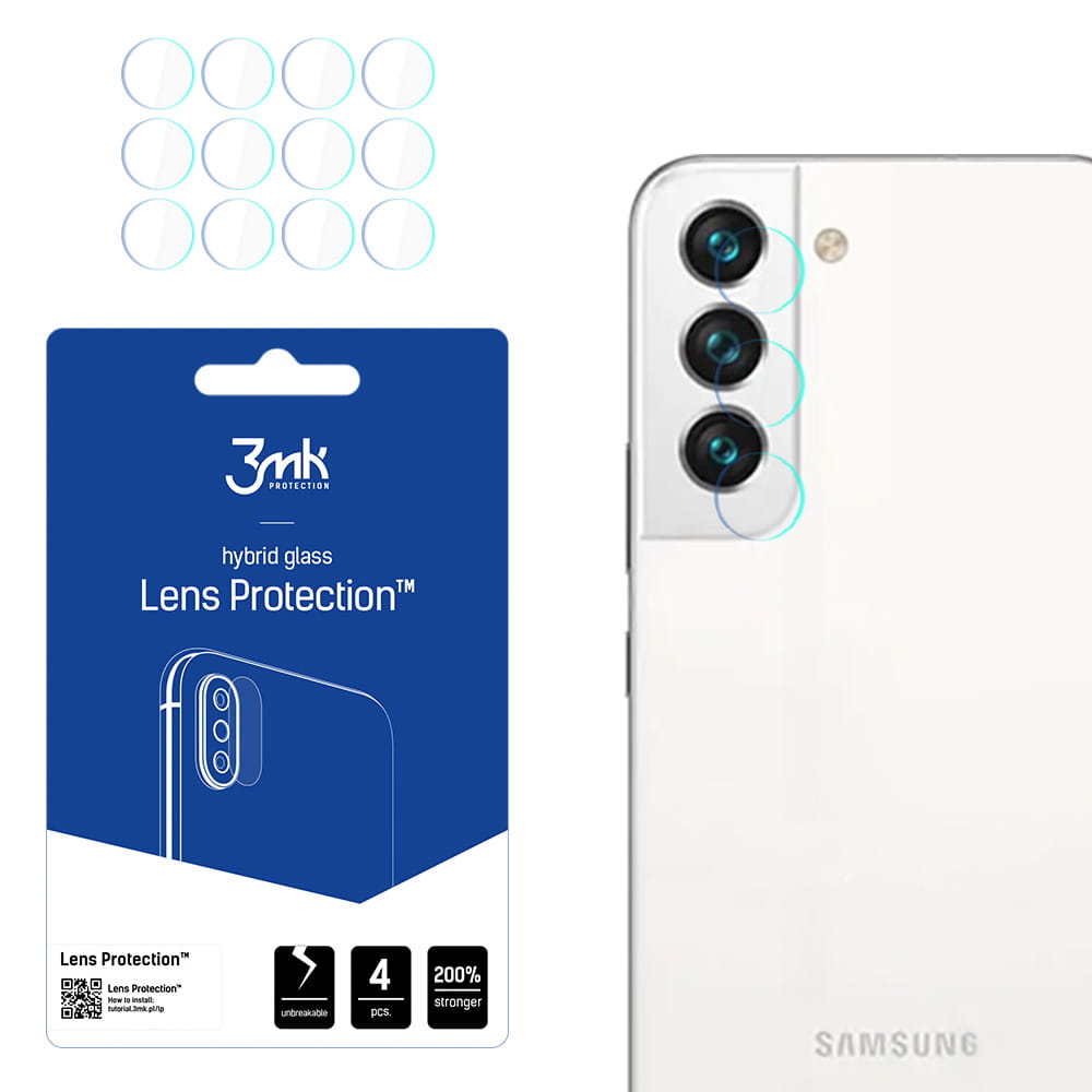 4 Zestawy Szkieł Hybrydowych Na Obiektyw Aparatu 3MK Lens Protect Samsung Galaxy S22+ Plus