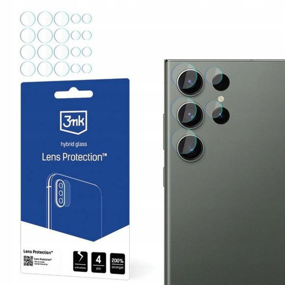 4 Zestawy Szkieł Hybrydowych Na Obiektyw Aparatu 3MK Lens Protect Samsung Galaxy S24 Ultra