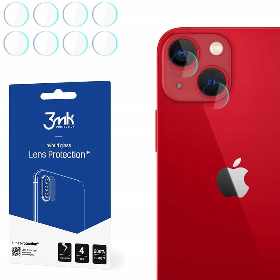 4 Zestawy Szkieł Hybrydowych Na Obiektyw Aparatu 3MK Lens Protect iPhone 13 Mini
