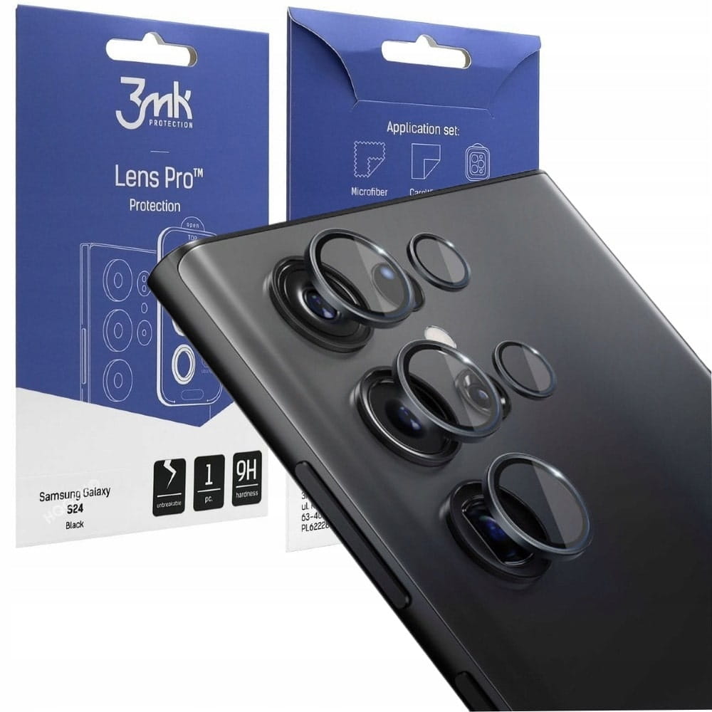 Zestaw Szkieł Hybrydowych Na Obiektyw Aparatu 3MK Lens Protect Pro Samsung Galaxy S24 Ultra Czarny