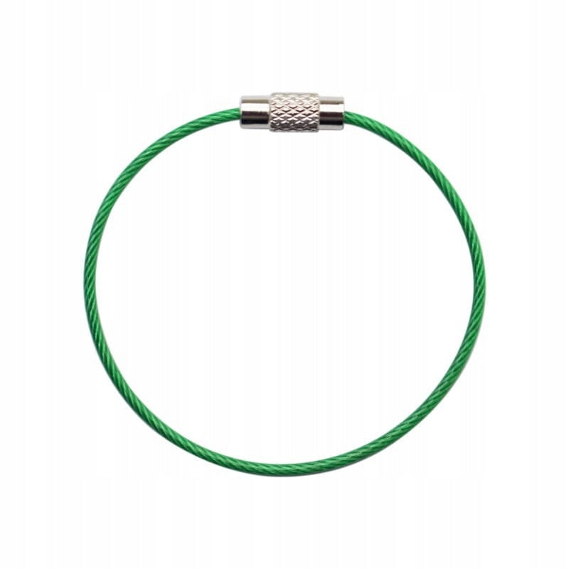 Linka Stalowa Skręcana - Kółko do Spinania Kluczy - Zielona