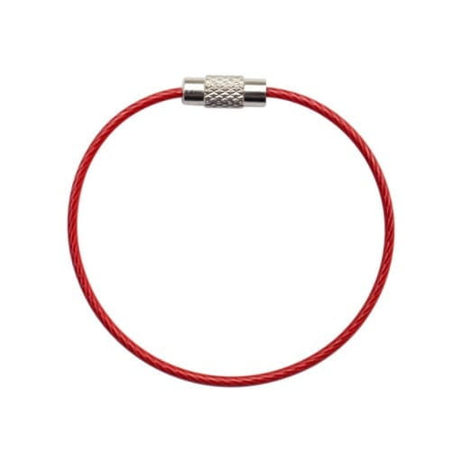 Linka Stalowa Skręcana - Kółko do Spinania Kluczy - Czerwona