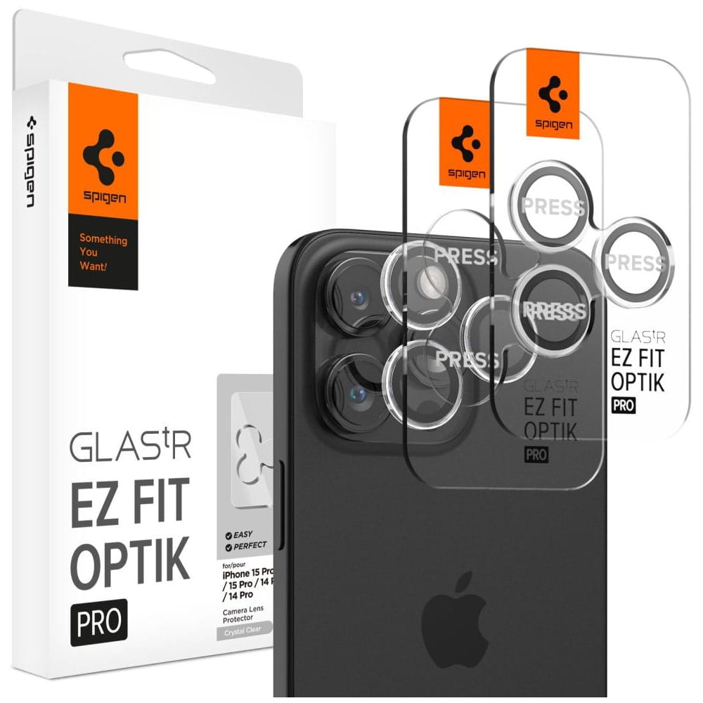 Zestaw Szkieł Na Aparat Spigen Optik.tr ez Fit Camera Protector Apple iPhone 14 Pro / 14 Pro Max / 15 Pro / 15 Pro Max [2 PACK]