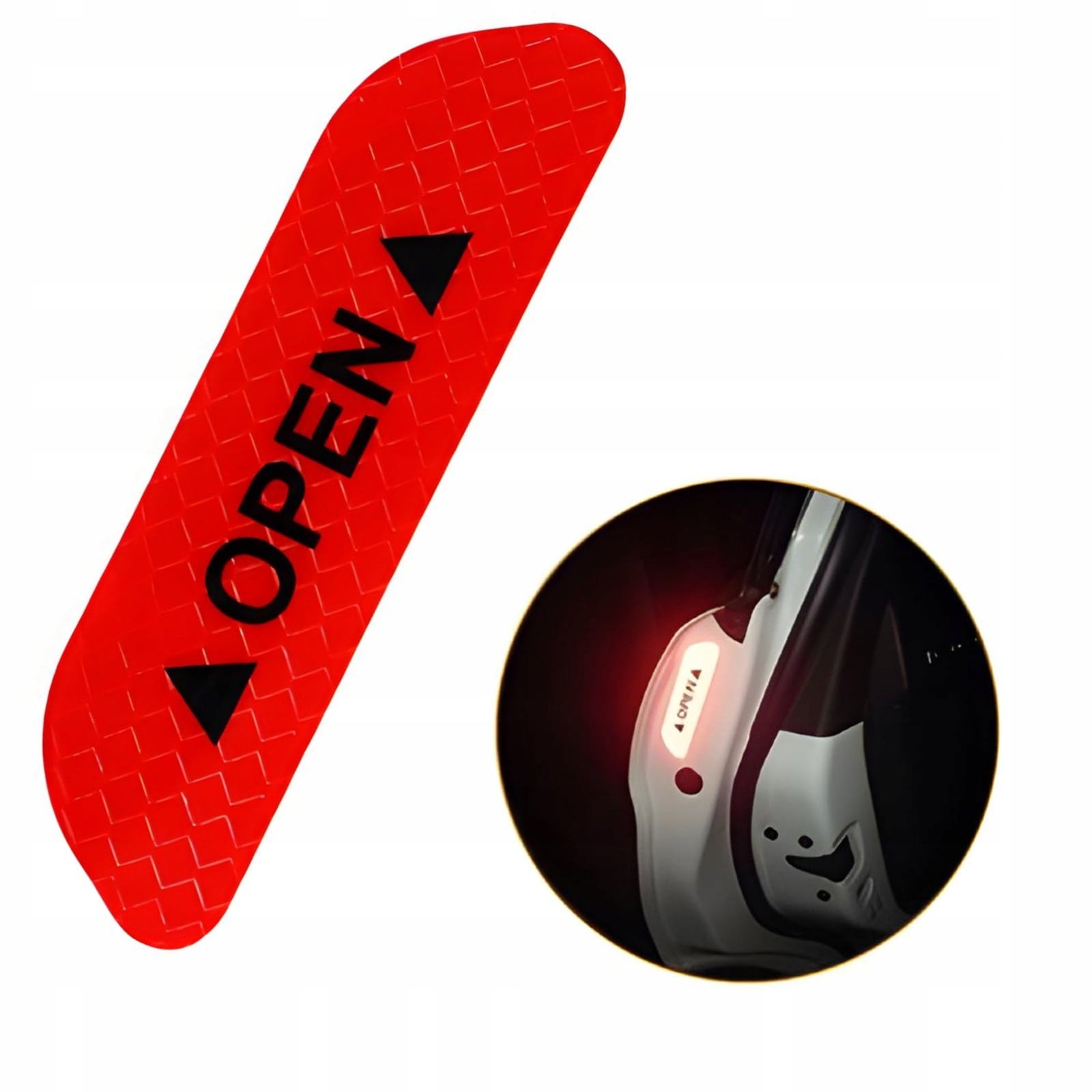 Odblask Ostrzegawczy "Open" na Drzwi Samochodu - 1szt. - Czerwony