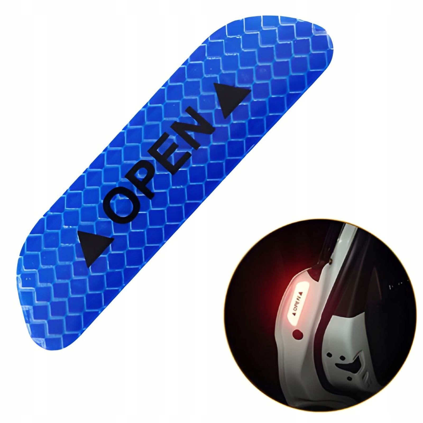 Odblask Ostrzegawczy "Open" na Drzwi Samochodu - 1szt. - Niebieski