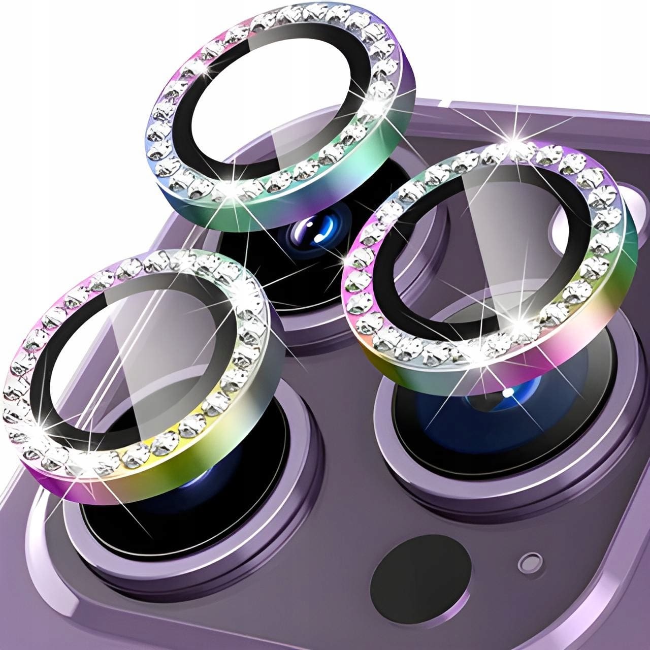 Zestaw 3 Szkieł Hartowanych na Obiektywy Aparatu - iPhone 12 Pro - Tęczowe  