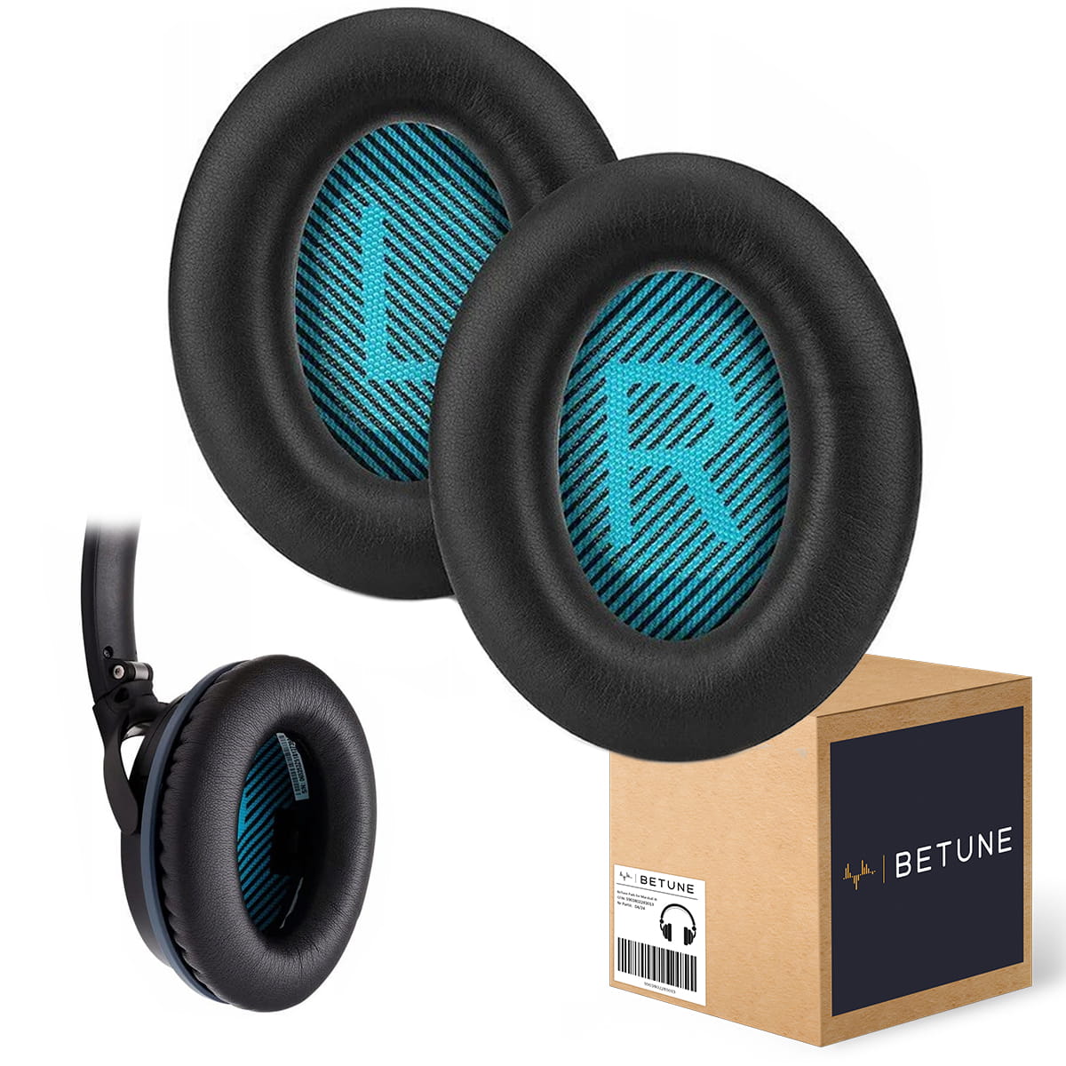 BETUNE® - Gąbki do Słuchawek - Bose QC15 QC25 QC35 AE 2i 2W - Black-Blue