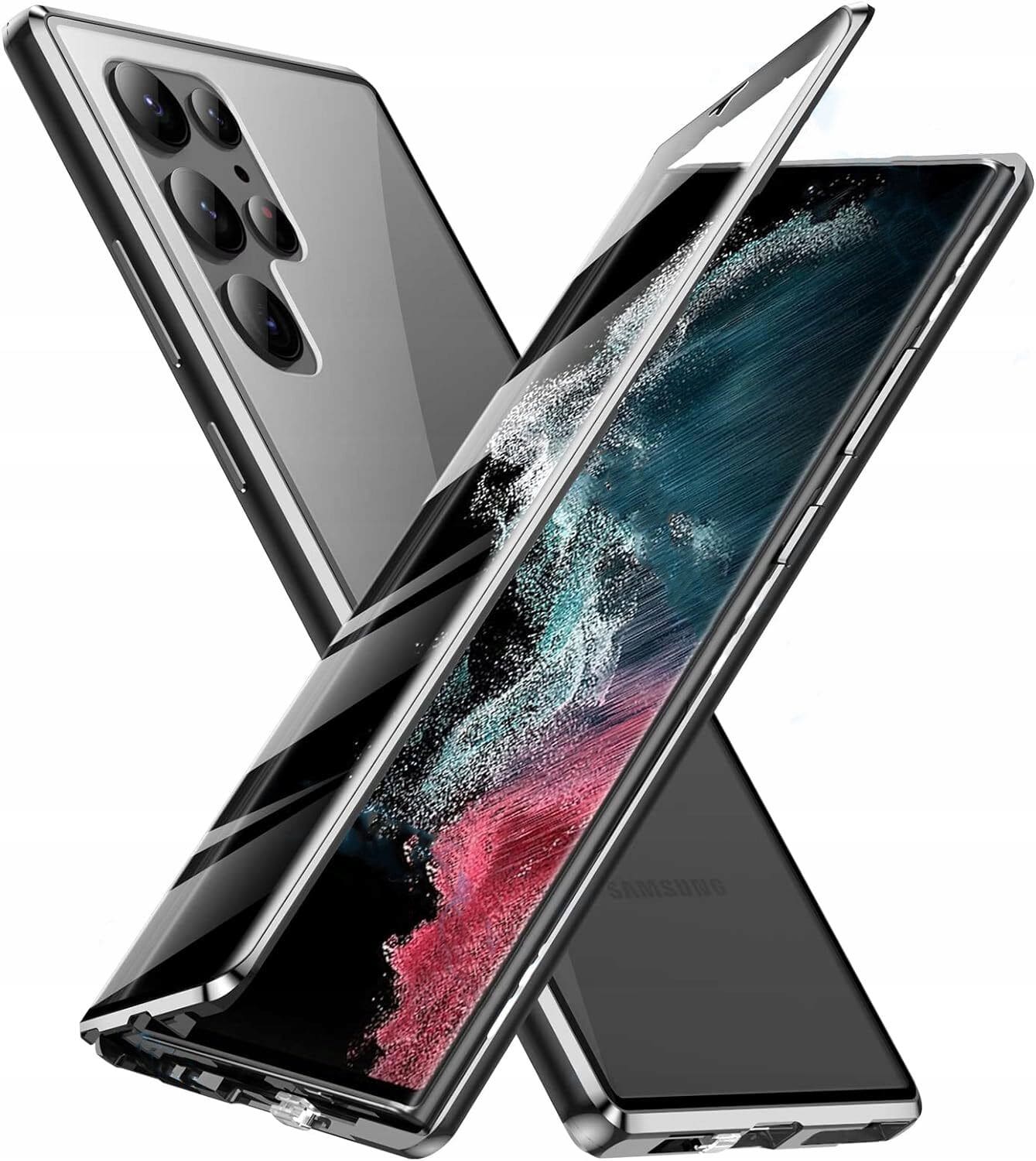Etui Prywatyzujące Dual Magneto - Samsung Galaxy S22 Ultra - Czarne   