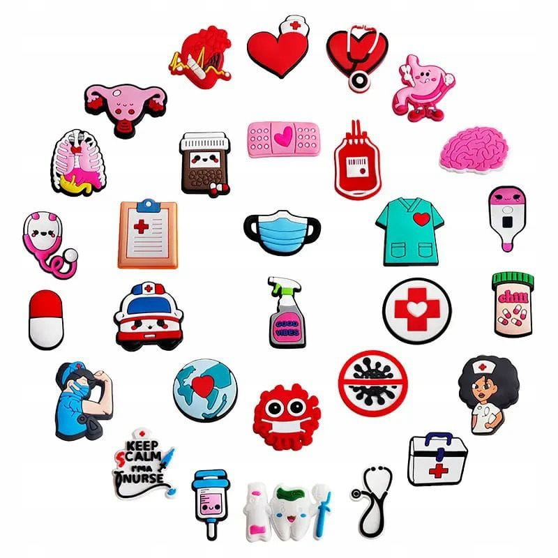 Wpinki, Przypinki Medyczne na Buty Crocs - 30 sztuk