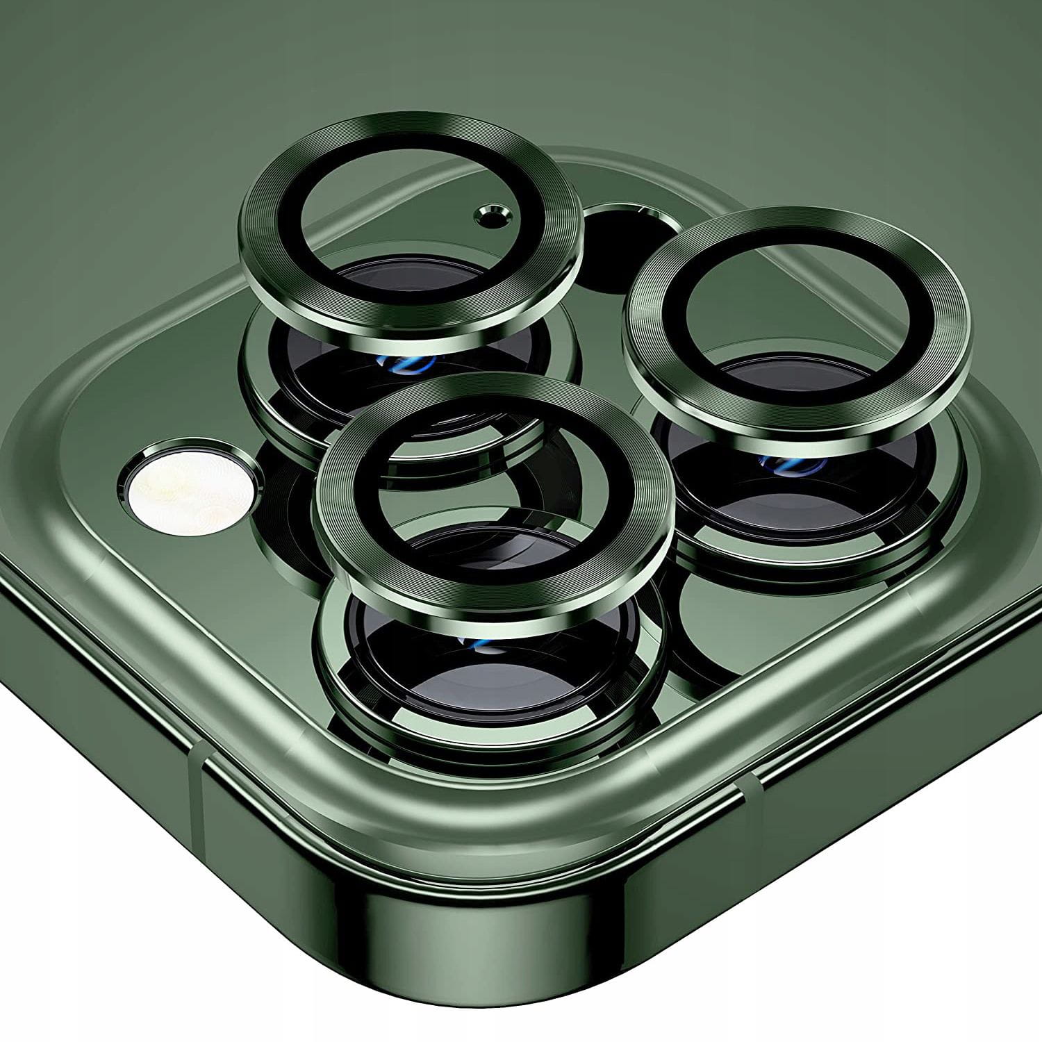 Ring ze Szkłem na Obiektyw Aparatu - iPhone 15 Pro - Zielony - ochrona i ozdoba