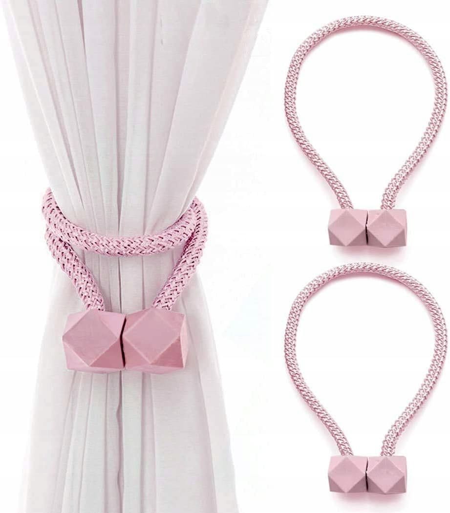 Upięcie Do Zasłon, Firan - Magnetyczne Geometryczne Wzory - Różowy - 2 szt.