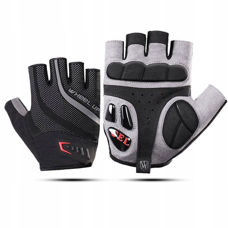 Rękawiczki Rowerowe Żelowe Elastyczne - Czarne - Rozmiar L