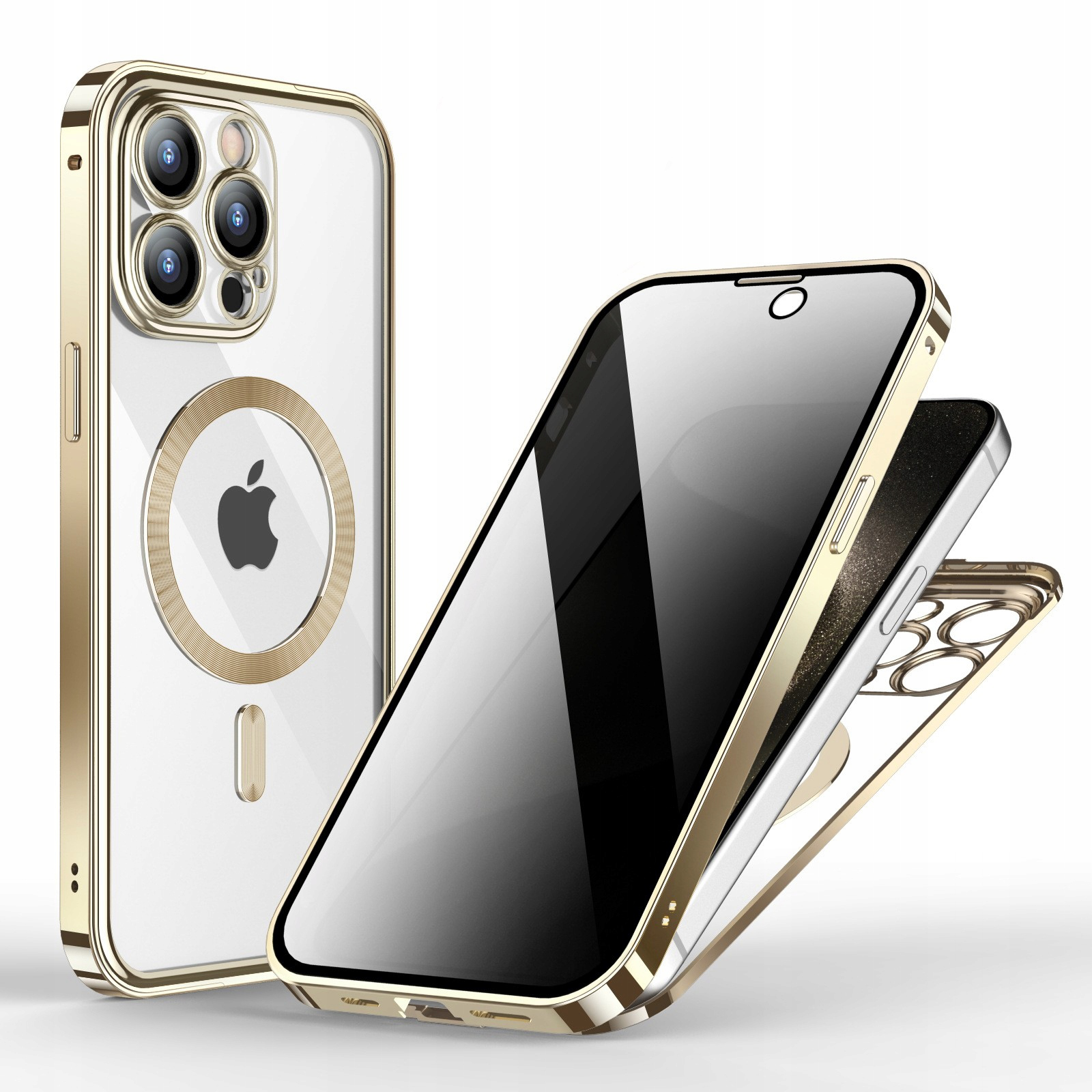 Etui Prywatyzujące Dual Magneto z MagSafe - iPhone 15 Pro - Złote 