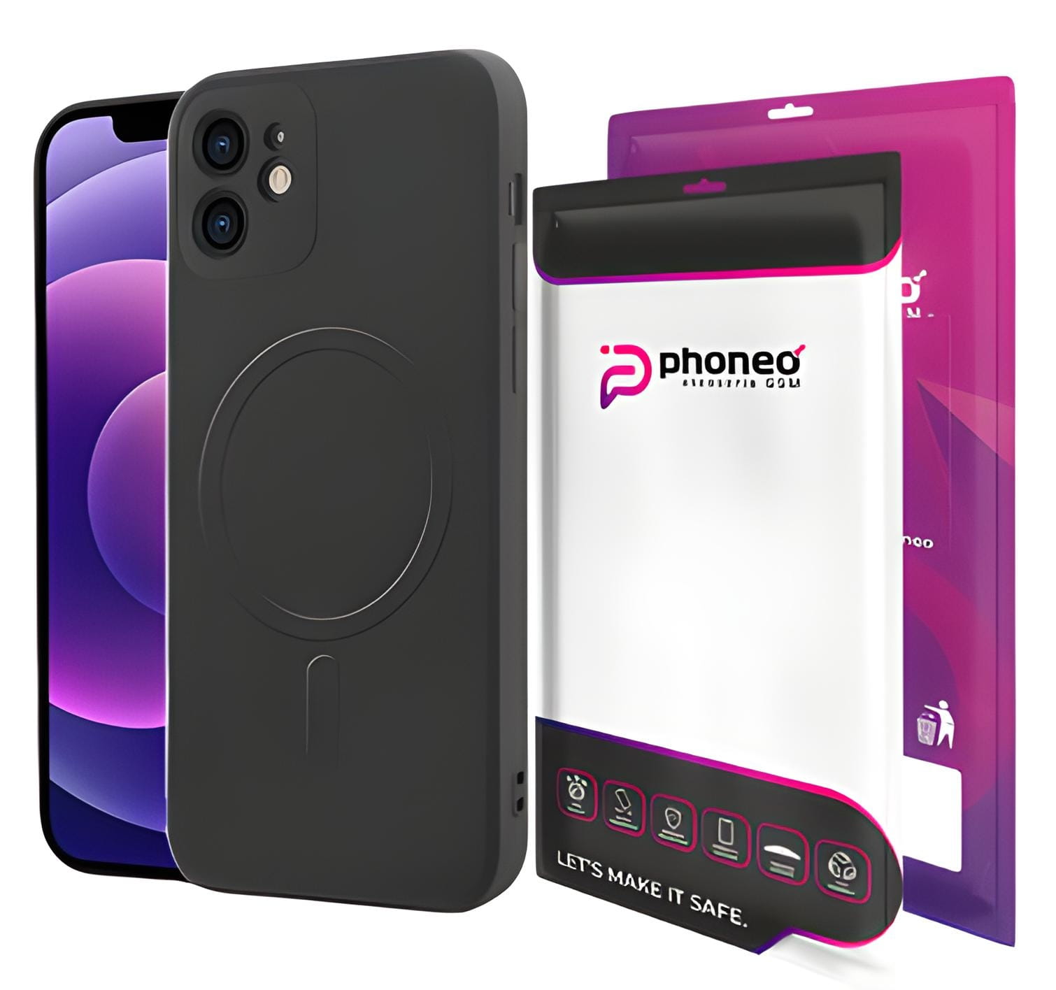 Etui Phoneo Liquid Soft Silicone do MagSafe - iPhone 12 - Czarne 